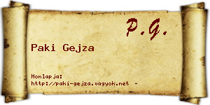 Paki Gejza névjegykártya